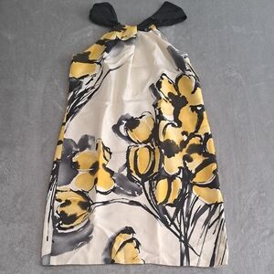 Vince 100 % Silk Halter Dress in Yellow and Black Floral Print Size 8